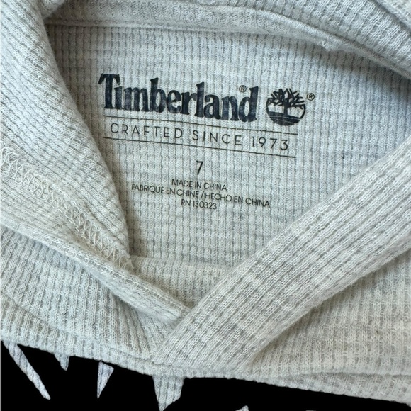 TIMBERLAND Hooded waffle T-Shirt Youth Boys 7 Long Sleeve Gray k233 - Picture 2 of 3